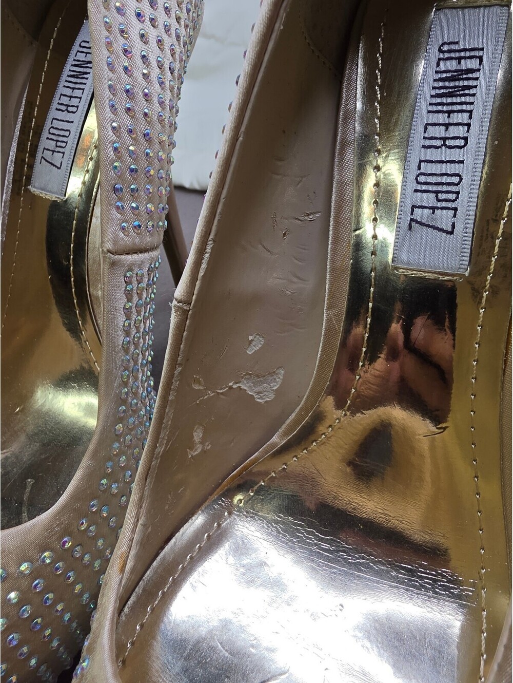 Jennifer Lopez JL Blingy Blush Rhinestone Peep Toe Platform Heels Size 6 - Picture 3 of 9
